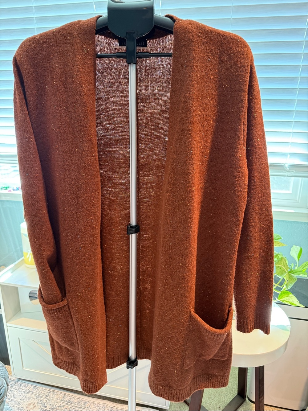 Ellie Open Cardigan in Deep Rust Brown
